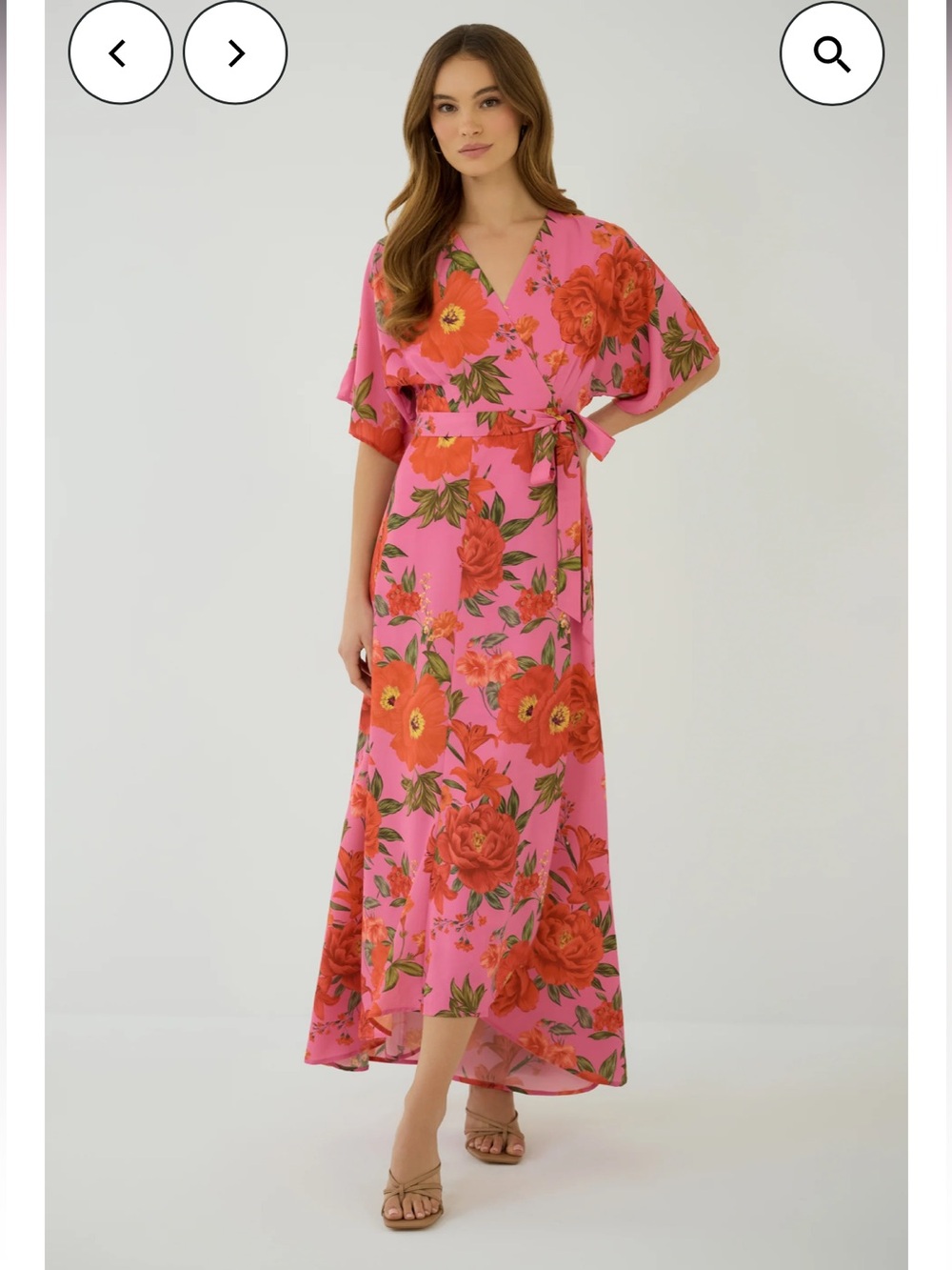 hutch gemma pink floral print high low wrap maxi summer sun dress size small NEW